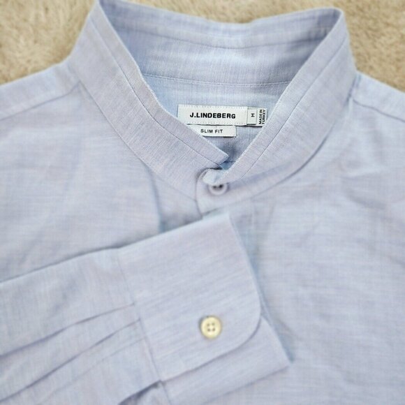 J. Lindeberg Other - J. Lindeberg Shirt Slim Fit Mandarin Collar Light Blue Casual Men's Size M